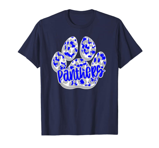 Panthers Paw Print Blue Panther Pride School Spirit Panthers T-Shirt