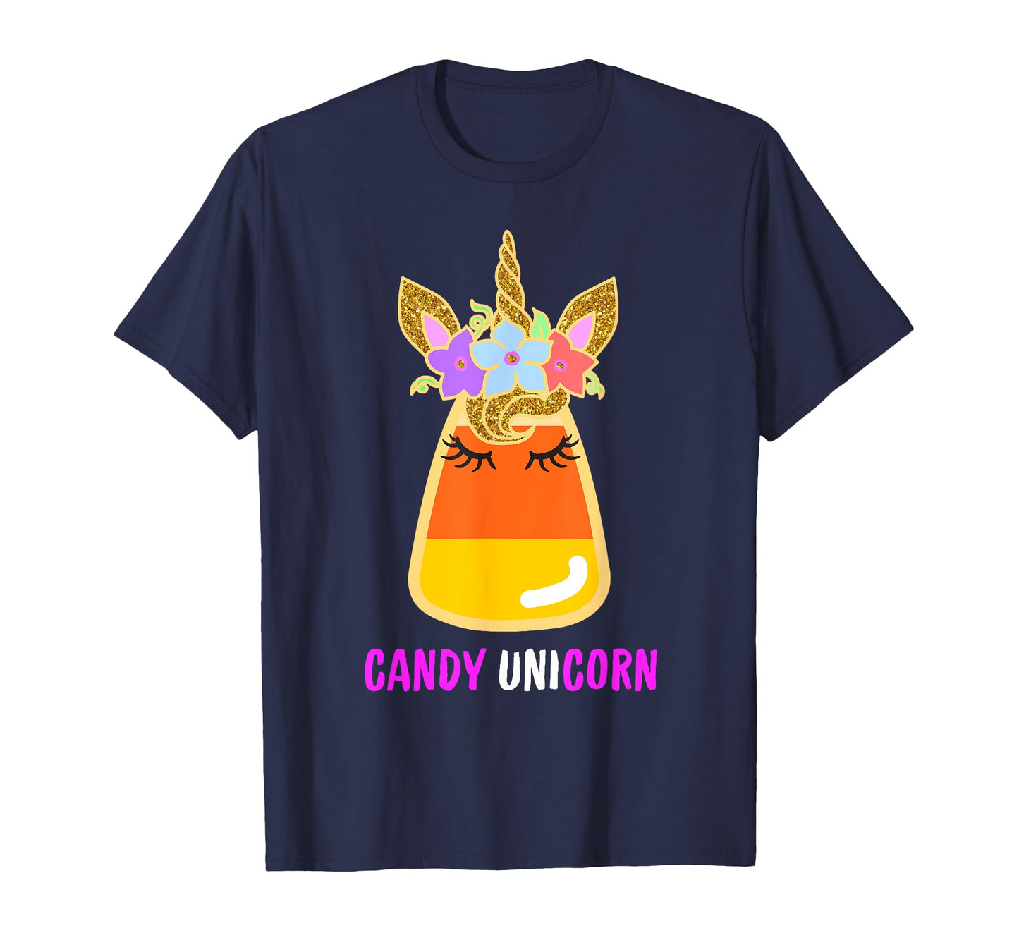 Unicorn Candy Corn Halloween Trick Or Treat Party Girl Gifts T-Shirt