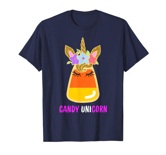 Unicorn Candy Corn Halloween Trick Or Treat Party Girl Gifts T-Shirt
