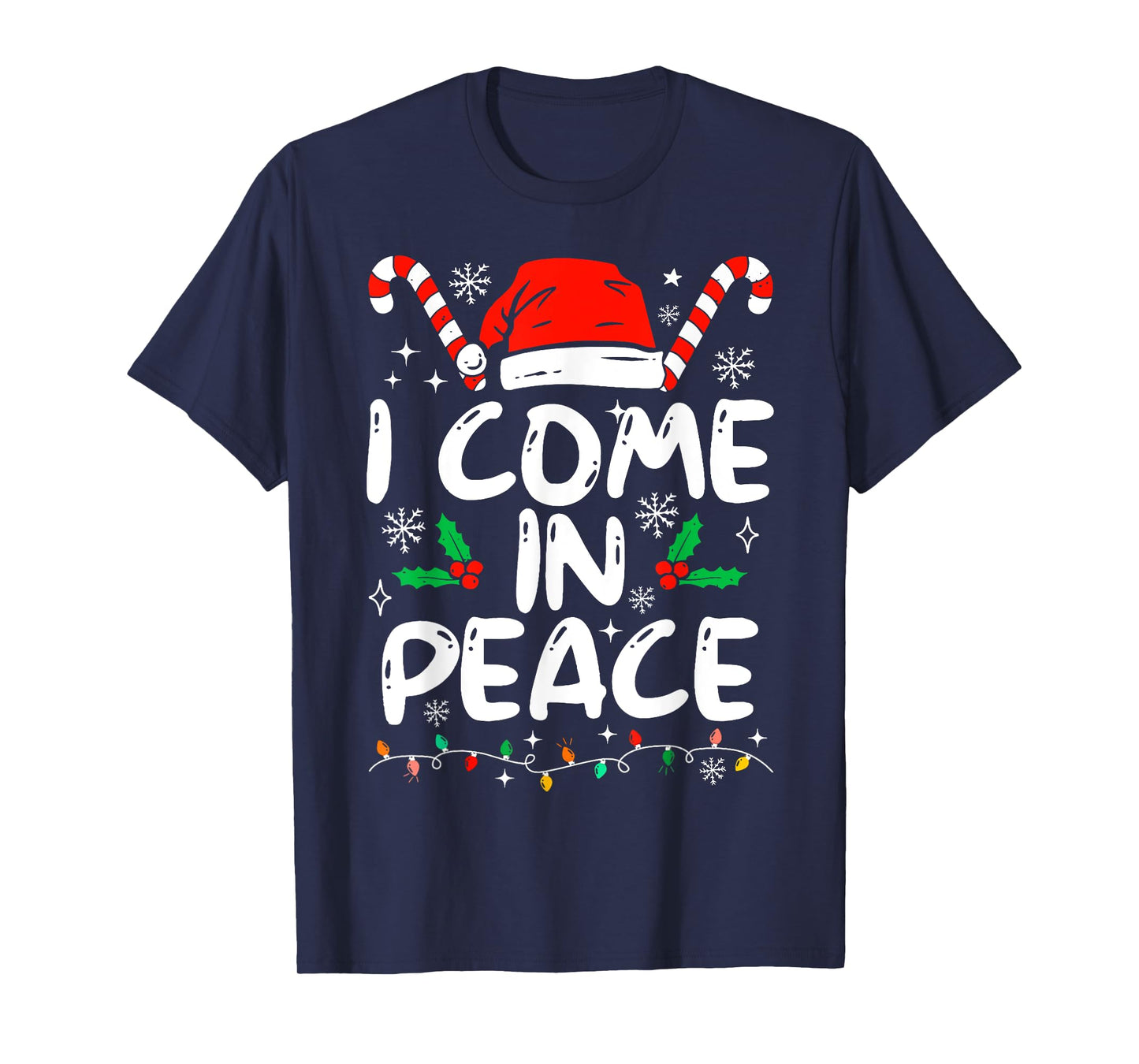 I Come In Peace Matching Peace Couples Santa Hat Christmas T-Shirt