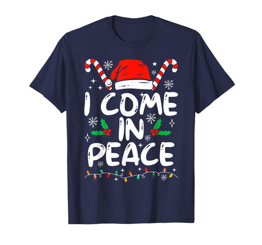 I Come In Peace Matching Peace Couples Santa Hat Christmas T-Shirt