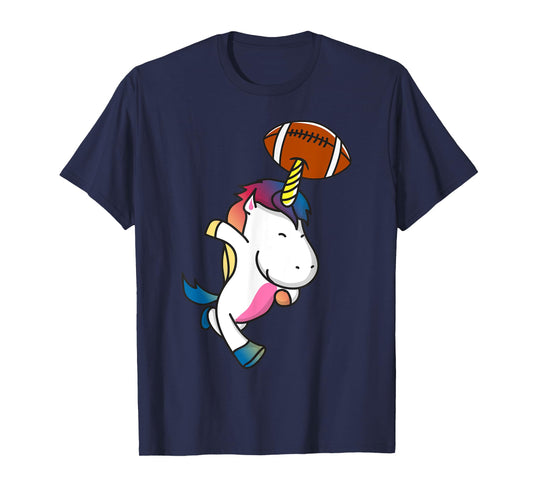 Unicorn Playing Football Sports Funny Unicorn Football T-Shirt
