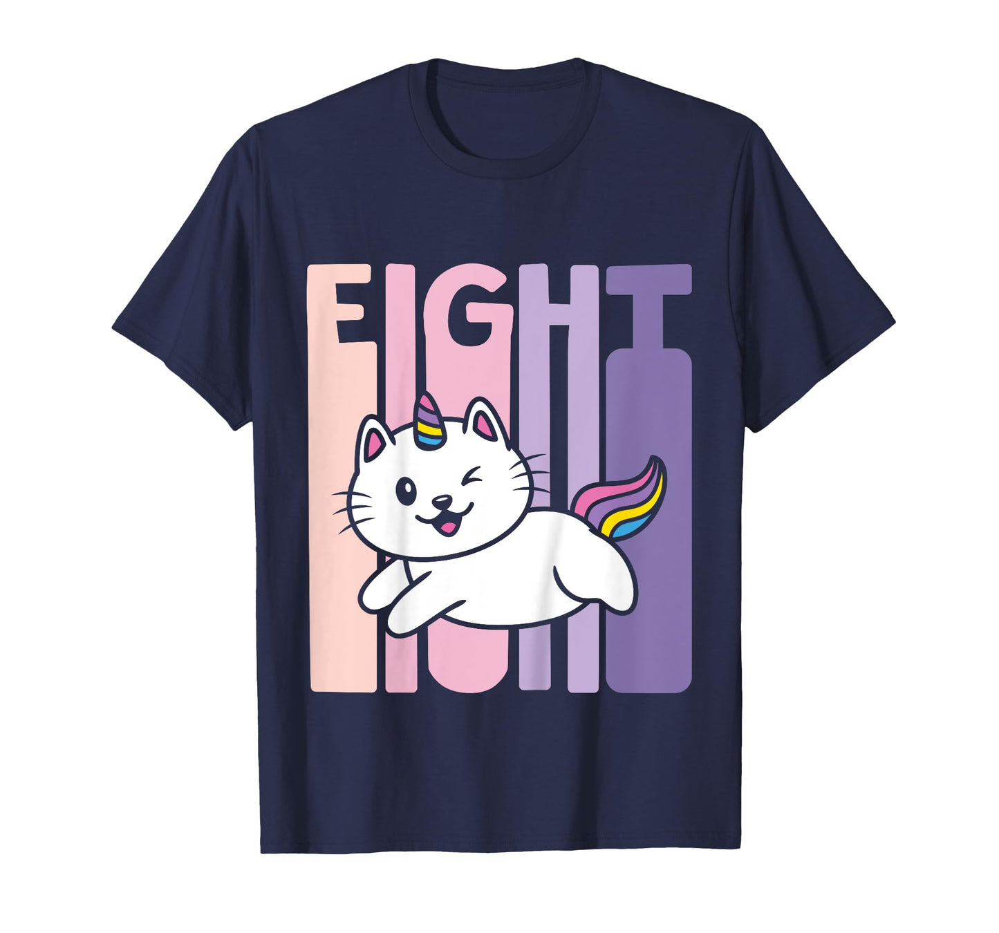 8 Year Old Cute Caticorn Cat Unicorn Birthday Girl B-day T-Shirt