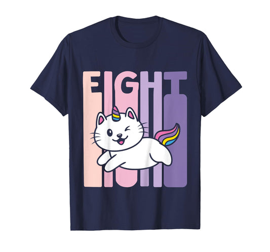 8 Year Old Cute Caticorn Cat Unicorn Birthday Girl B-day T-Shirt