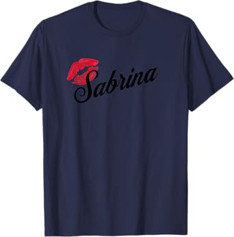 Sabrina Bold Red Lips Personalized Name For Women and Girls T-Shirt