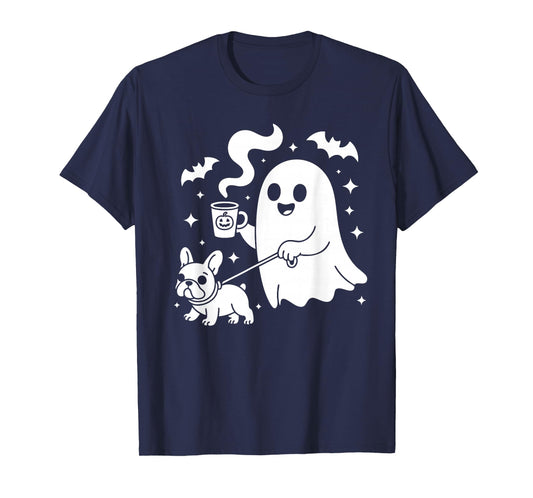 Ghost Walking Dog French Bulldog Coffee Halloween Costume T-Shirt