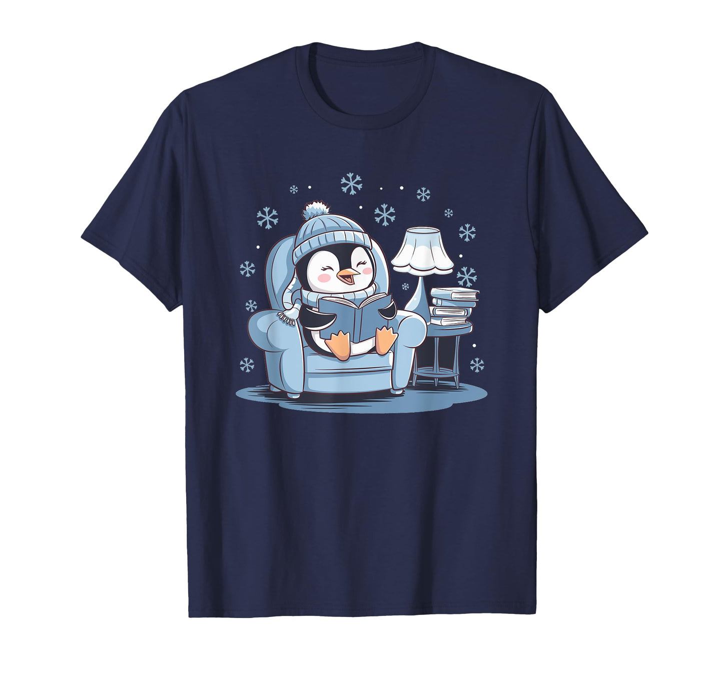Penguin Reading Arctic Wildlife Animal Winter Snow Lover T-Shirt