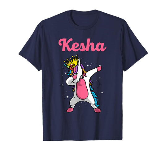 KESHA Name Personalized Birthday Dabbing Unicorn Queen T-Shirt