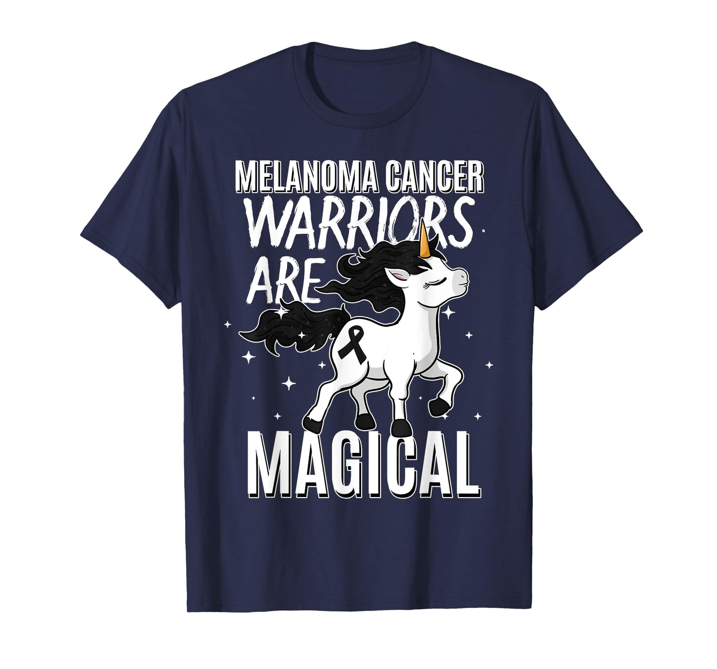 Melanoma Cancer Magical Unicorn Black Ribbon Dermatologist T-Shirt