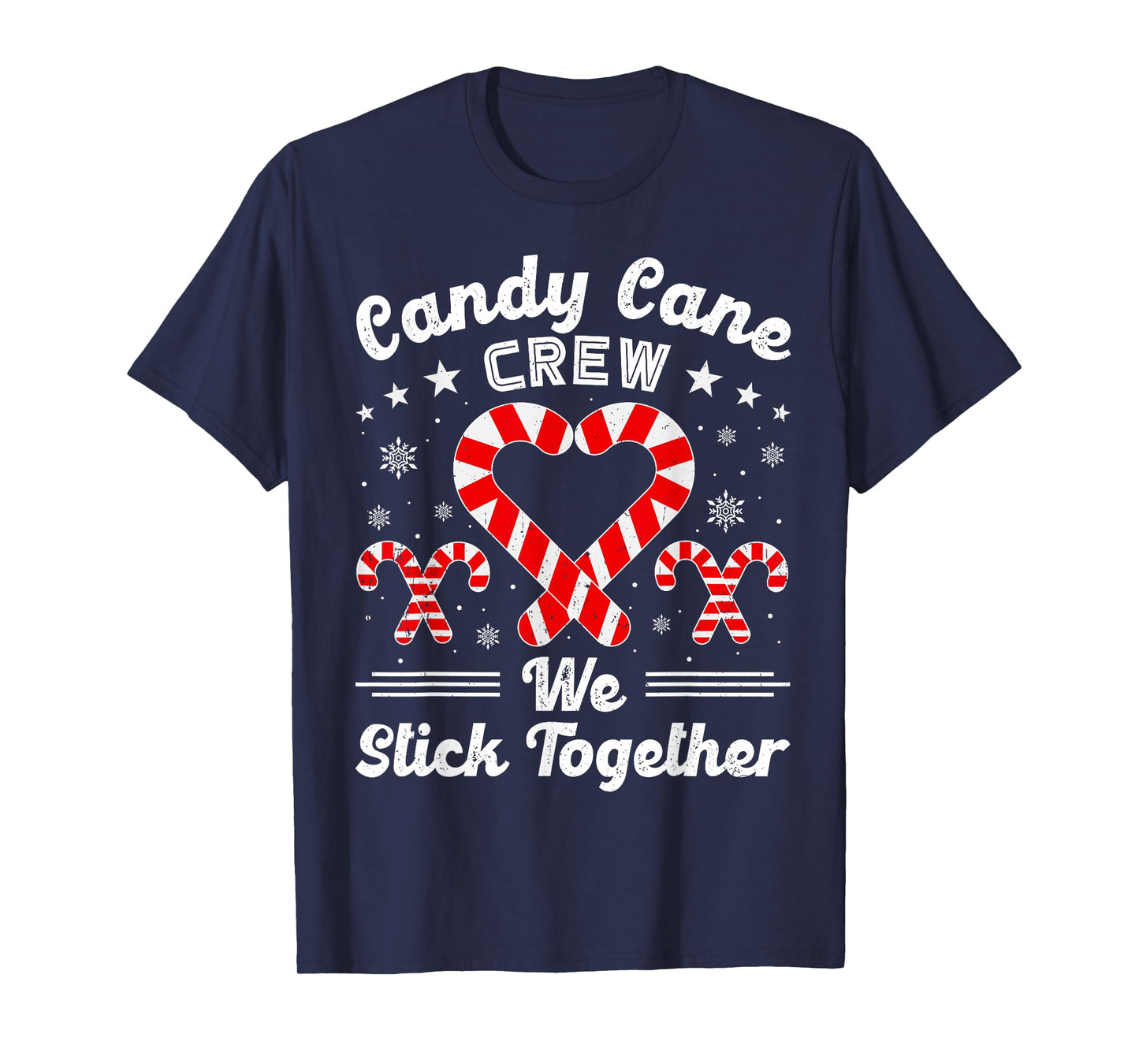 Christmas Candy Cane Heart Crew Family Matching Pajamas T-Shirt