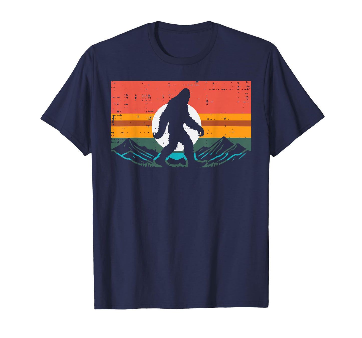 Bigfoot Sun Mountains Sunset Retro Sasquatch Men Women Kids T-Shirt