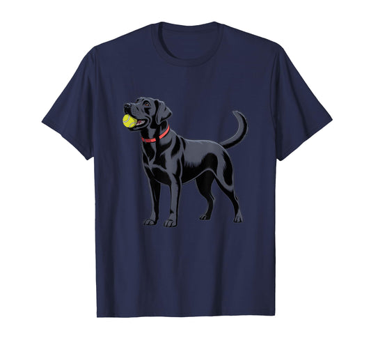 Black Labrador Retriever Black Lab Dog Fetch Tennis Ball T-Shirt