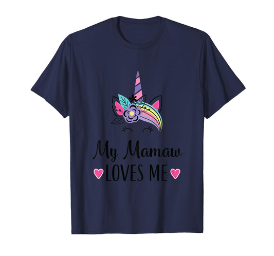Kids My Mamaw Loves Me Granddaughter Unicorn T-Shirt