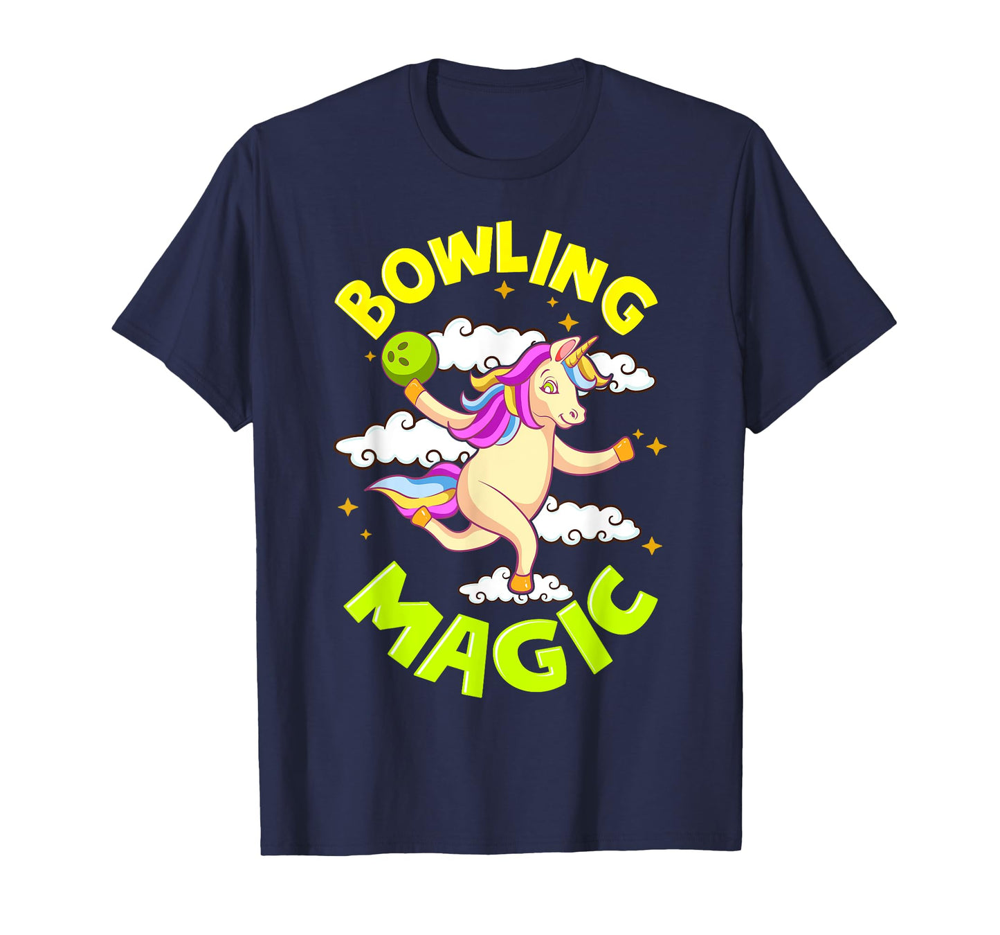 Funny Bowling Unicorn Design Gift Tee Bowling Magic Outfit T-Shirt