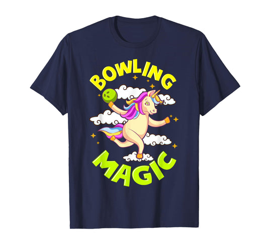 Funny Bowling Unicorn Design Gift Tee Bowling Magic Outfit T-Shirt