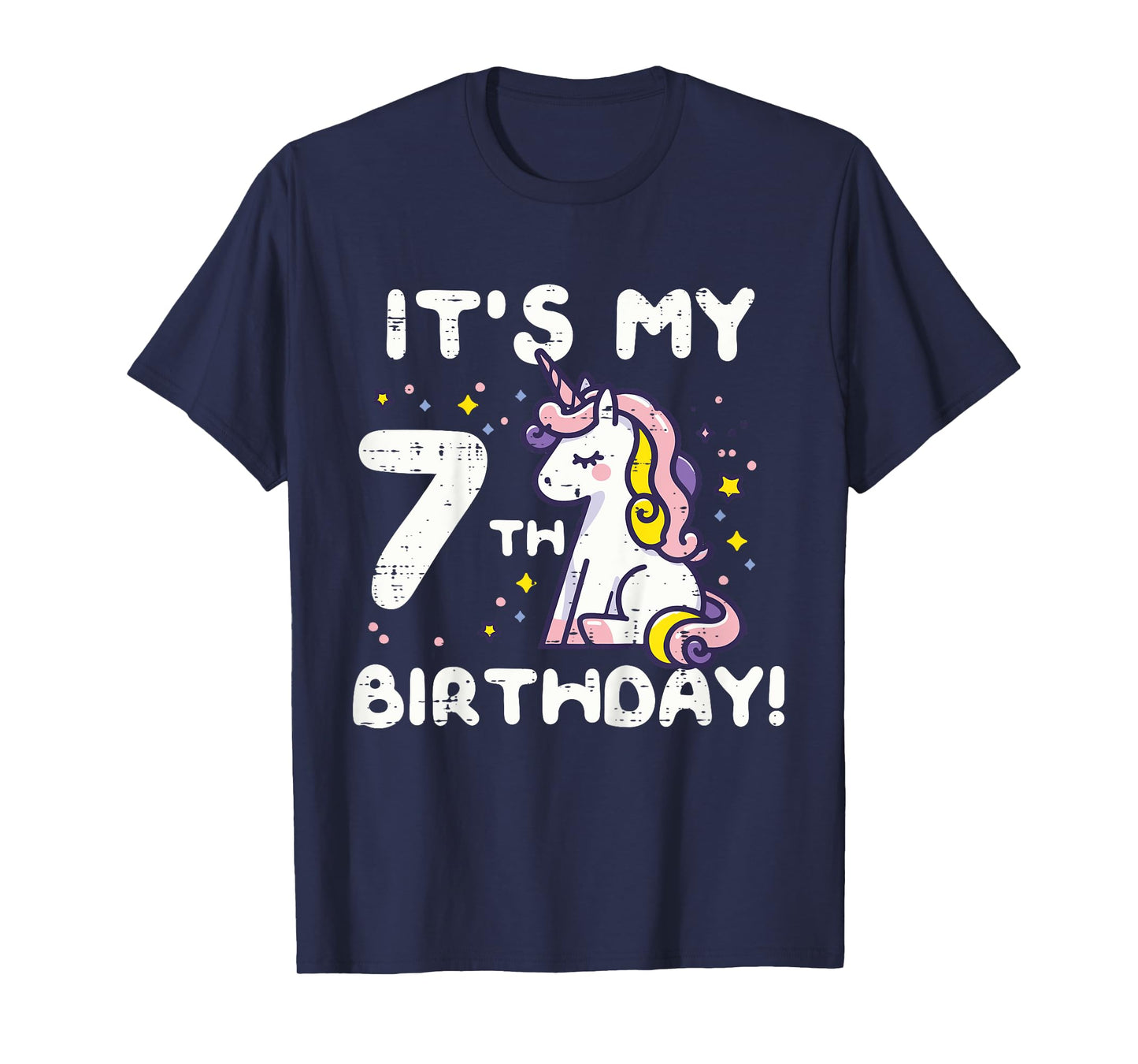 Its My 7th Birthday Unicorn Cute 7 Year Old Bday Girls Kids T-Shirt