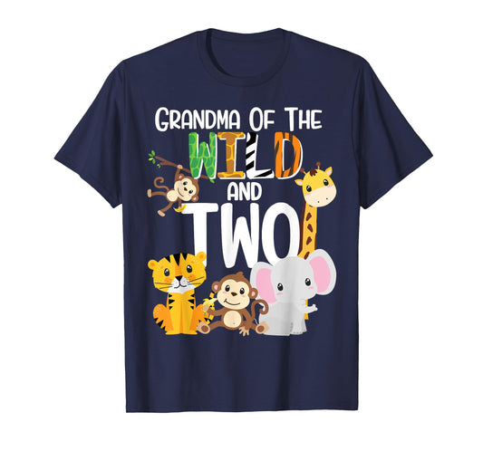 Grandma of the Wild and Two Zoo Theme Birthday Safari Jungle T-Shirt