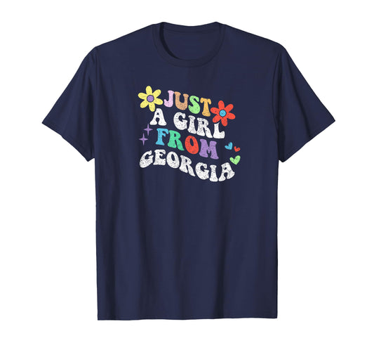 Retro Groovy Just A Girl From Georgia Mother's Day 2023 T-Shirt