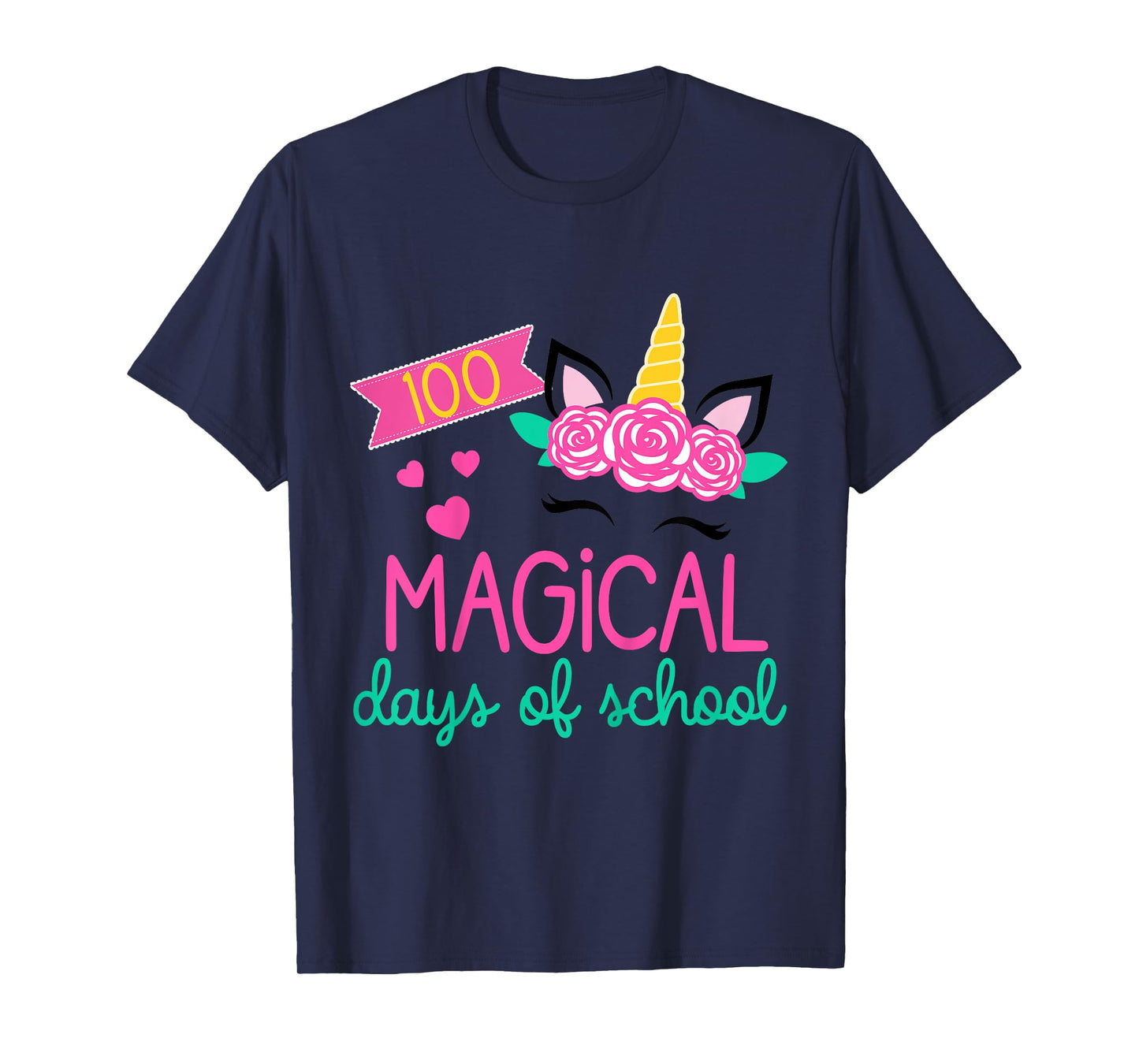 100 Days of School Girls Unicorn 100 Magical Days of School T-Shirt