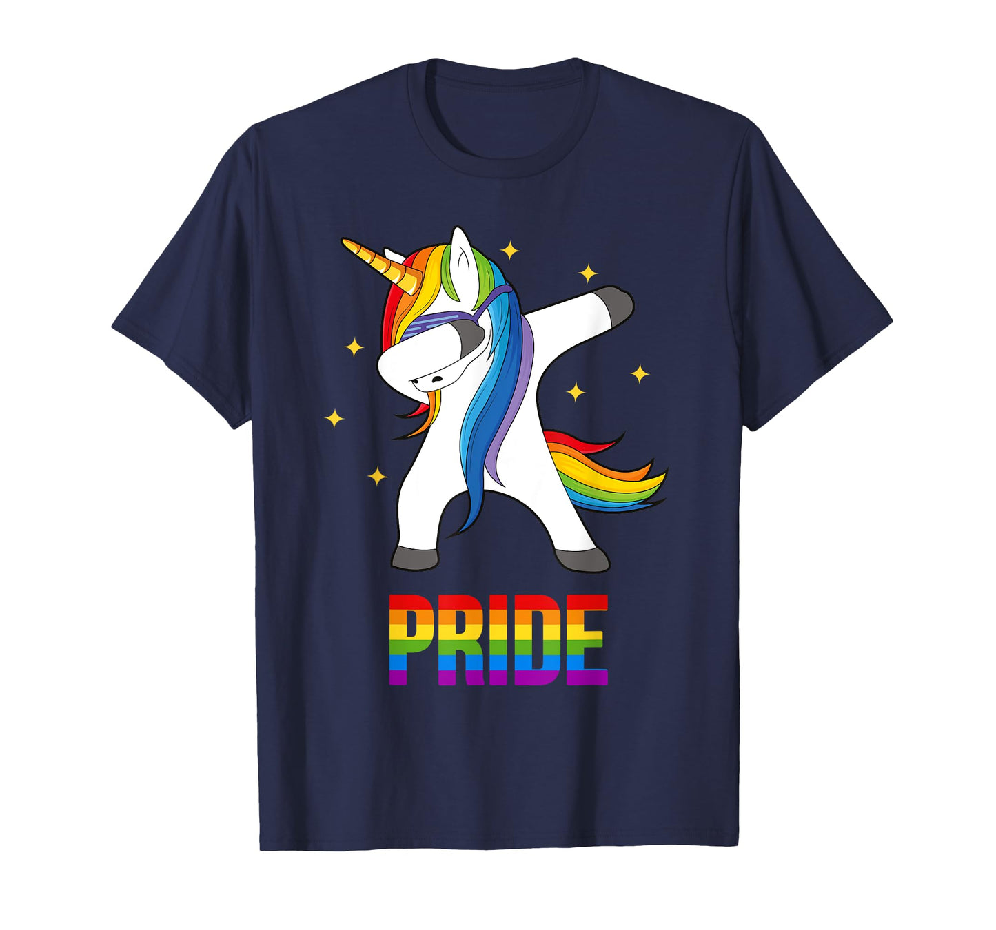 Funny LGBT Present Bi Lesbian Dabbing Unicorn Gay Pride T-Shirt