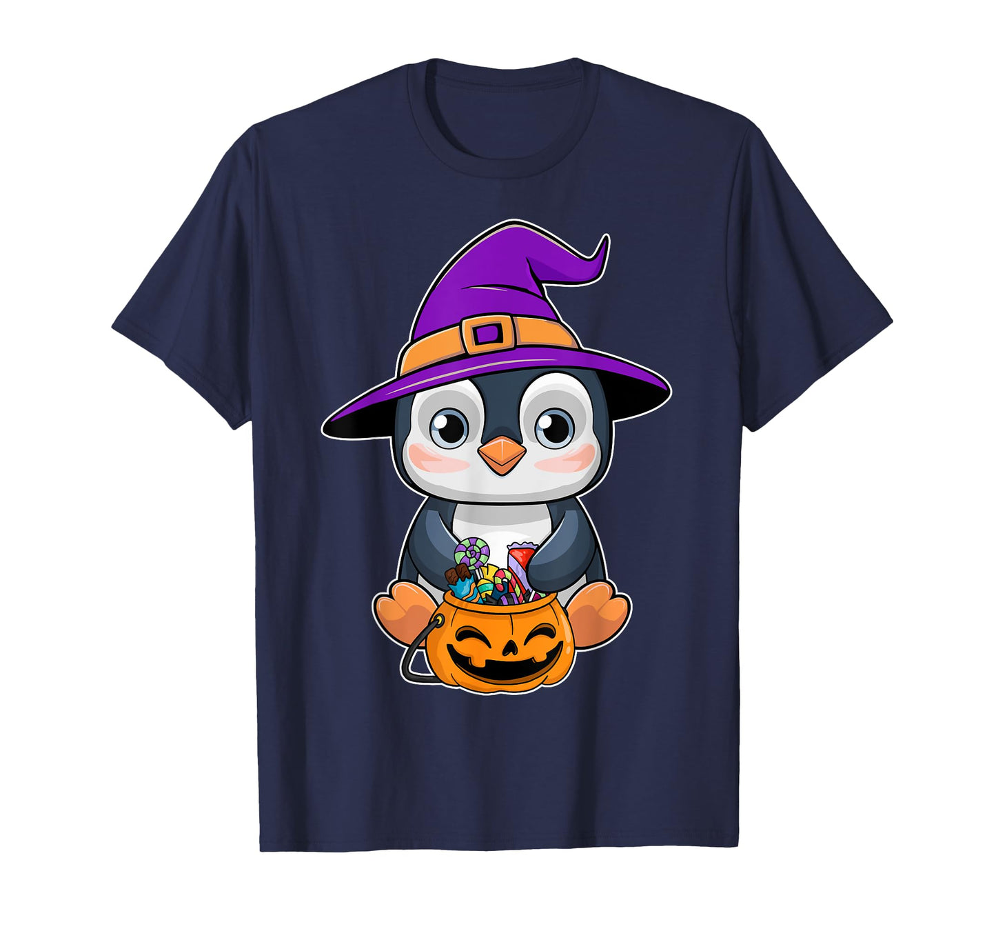 Penguin Halloween Witch Hat Pumpkin Penguin Halloween T-Shirt