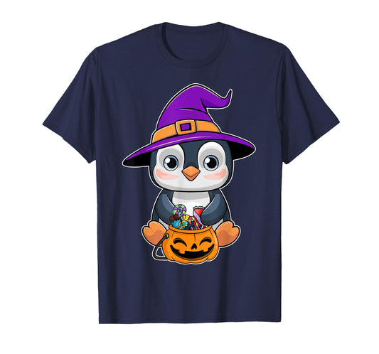 Penguin Halloween Witch Hat Pumpkin Penguin Halloween T-Shirt