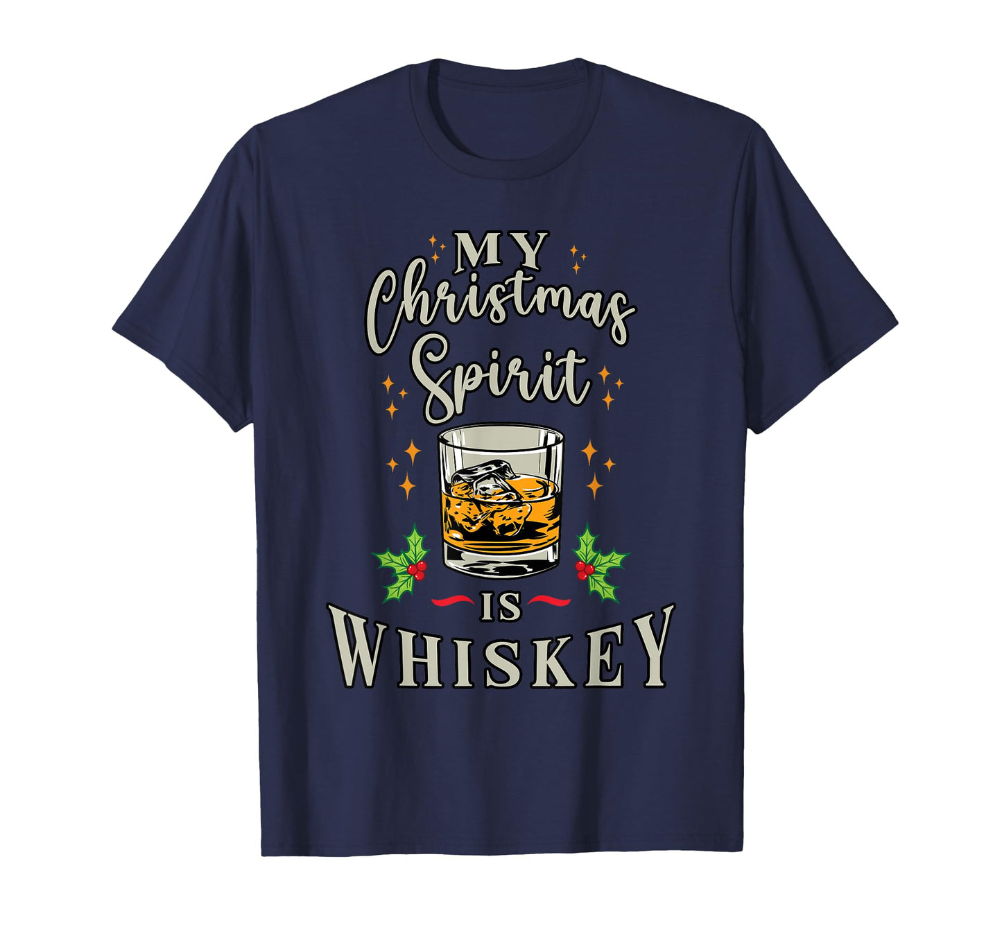 Merry Christmas Spirit is Whiskey Bourbon Funny Drinking T-Shirt