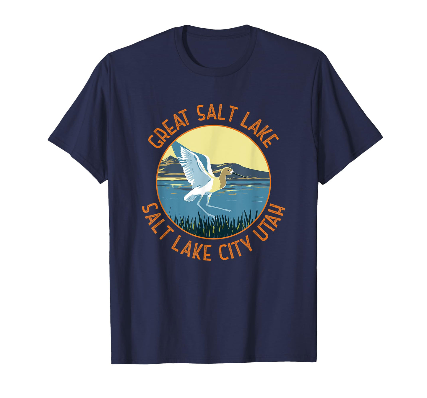 Great Salt Lake American Avocet Retro Distressed Circle T-Shirt