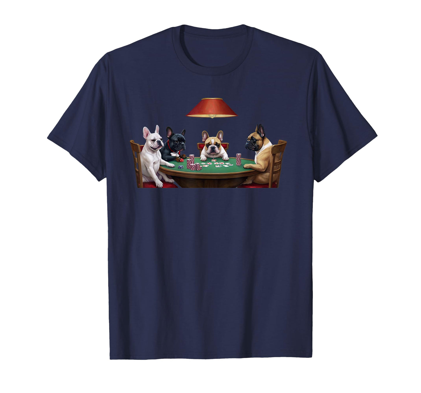 French Bulldogs Playing Poker Classic Artwork Cards Puppies T-Shirt