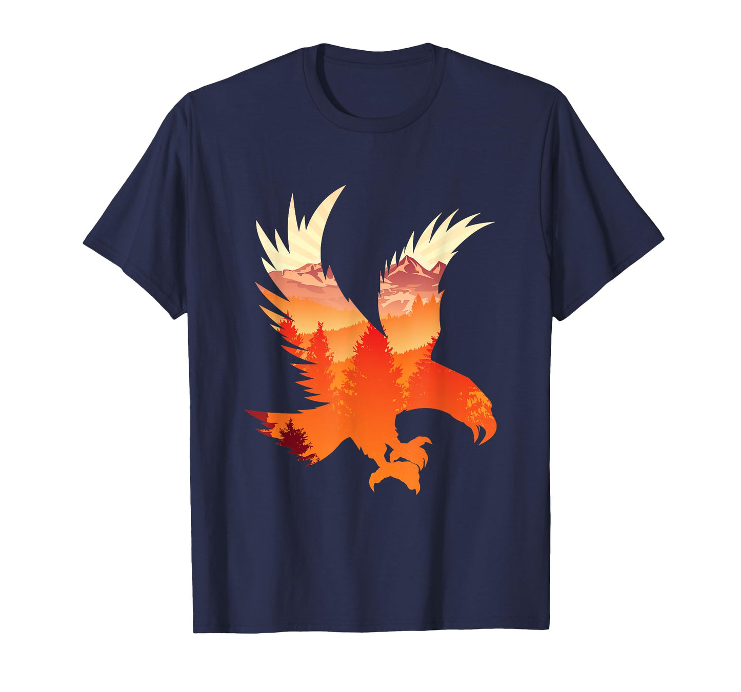 Eagle National Bird Patterned Landscape Wildlife T-Shirt