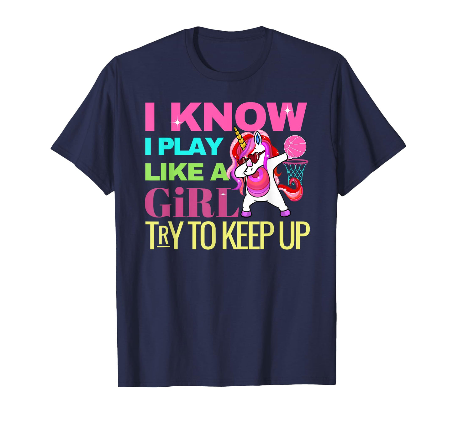 Envy Design Girls Basketball Tee's Dabbing Unicorn Gift Girls T-Shirt
