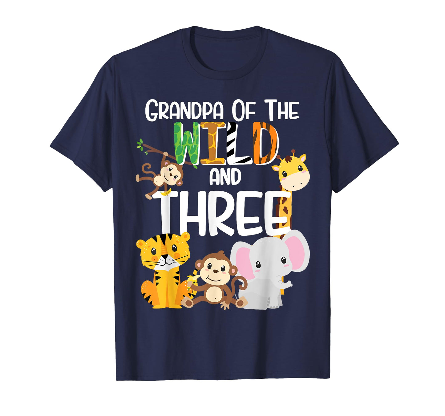 Grandpa of the Wild and 3 Zoo Theme Birthday Safari Jungle T-Shirt