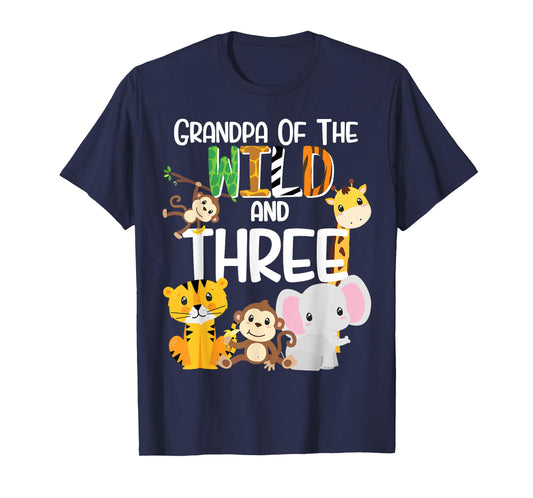 Grandpa of the Wild and 3 Zoo Theme Birthday Safari Jungle T-Shirt