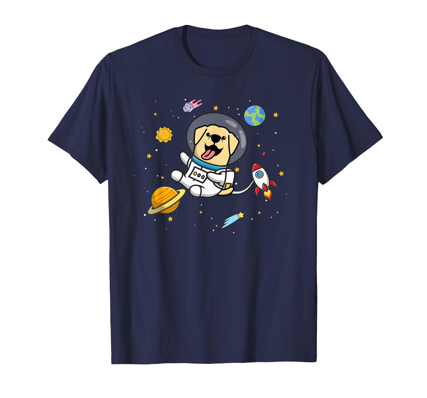 Cute Funny Kawaii Kids Boys Space Yellow Lab Lover T-Shirt