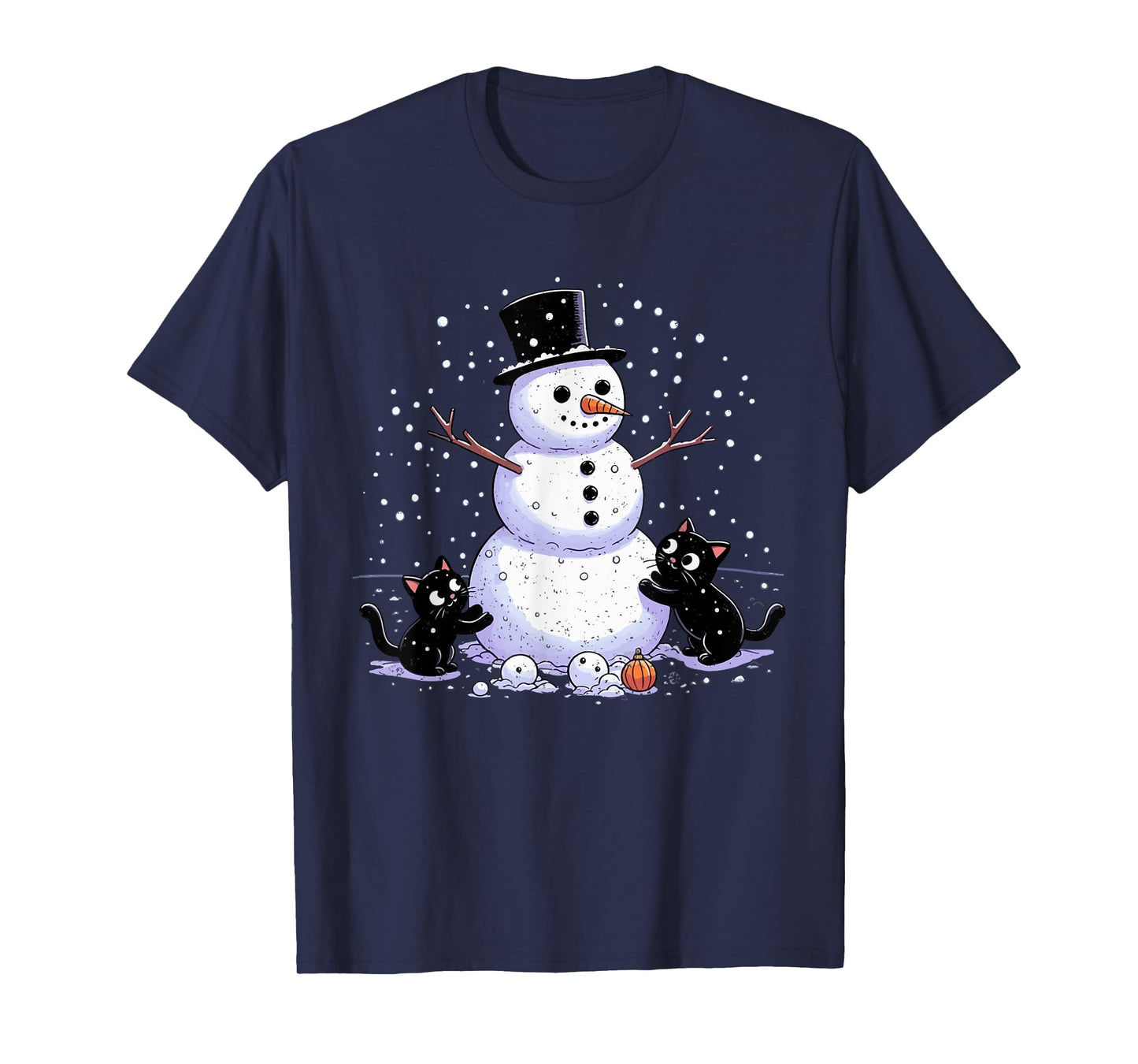 Snowman Cat Lover Christmas Kitten Lover Xmas Winter Holiday T-Shirt