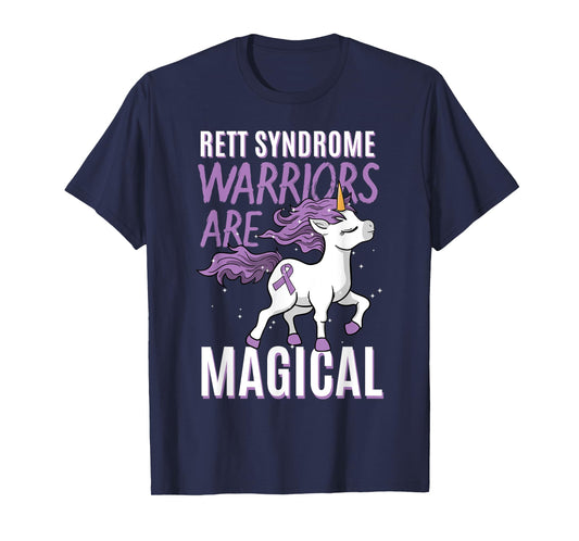 Rett Syndrome Awareness RTT Warrior Purple Ribbon Unicorn T-Shirt