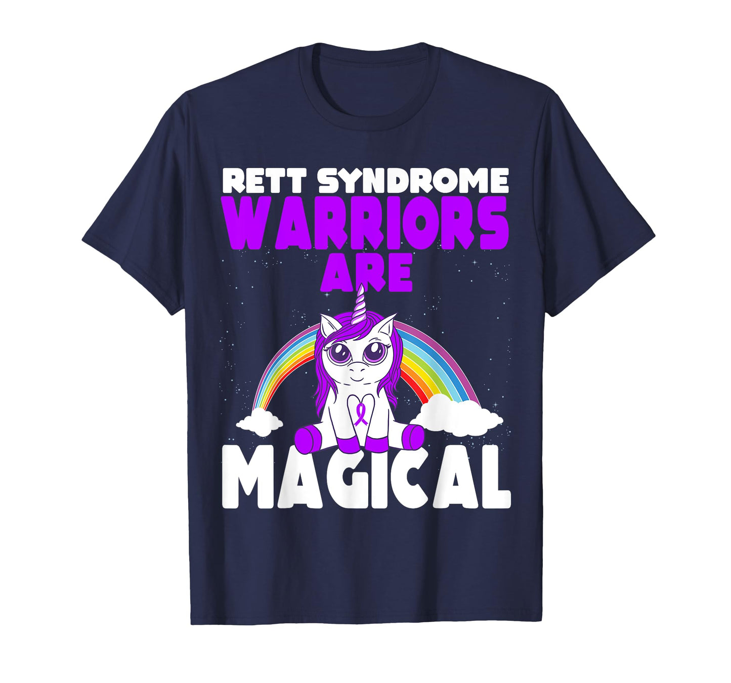 Rett Syndrome Awareness Purple Ribbon Cute Magical Unicorn T-Shirt