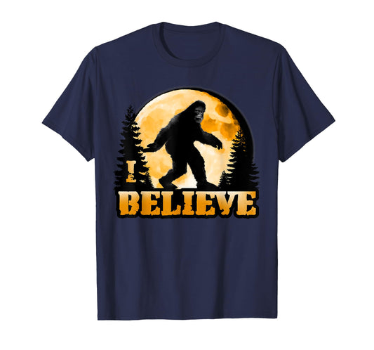 I Believe Bigfoot: Yeti Sasquatch Wood Booger Skunk Ape Moon T-Shirt