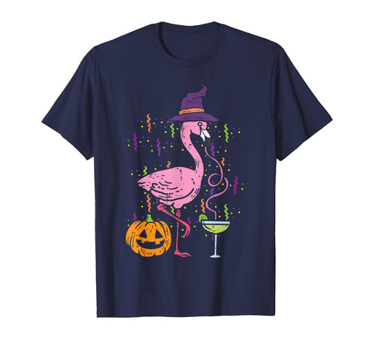 Flamingo Witch Happy Halloween Funny Costume Bird Women T-Shirt
