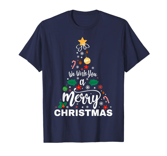 We Wish You Merry Christmas Vintage Xmas Tree Funny Holiday T-Shirt