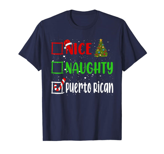 Nice Naughty Puerto Rican Christmas List Holiday Xmas 2024 T-Shirt