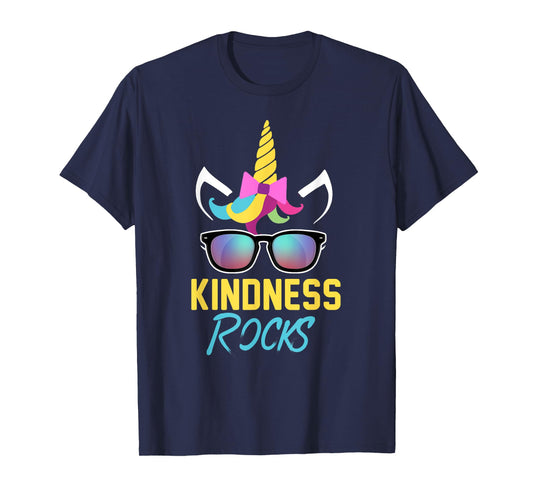 Kindness Rocks Anti Bullying Rainbow Unicorn Sunglasses Gift T-Shirt