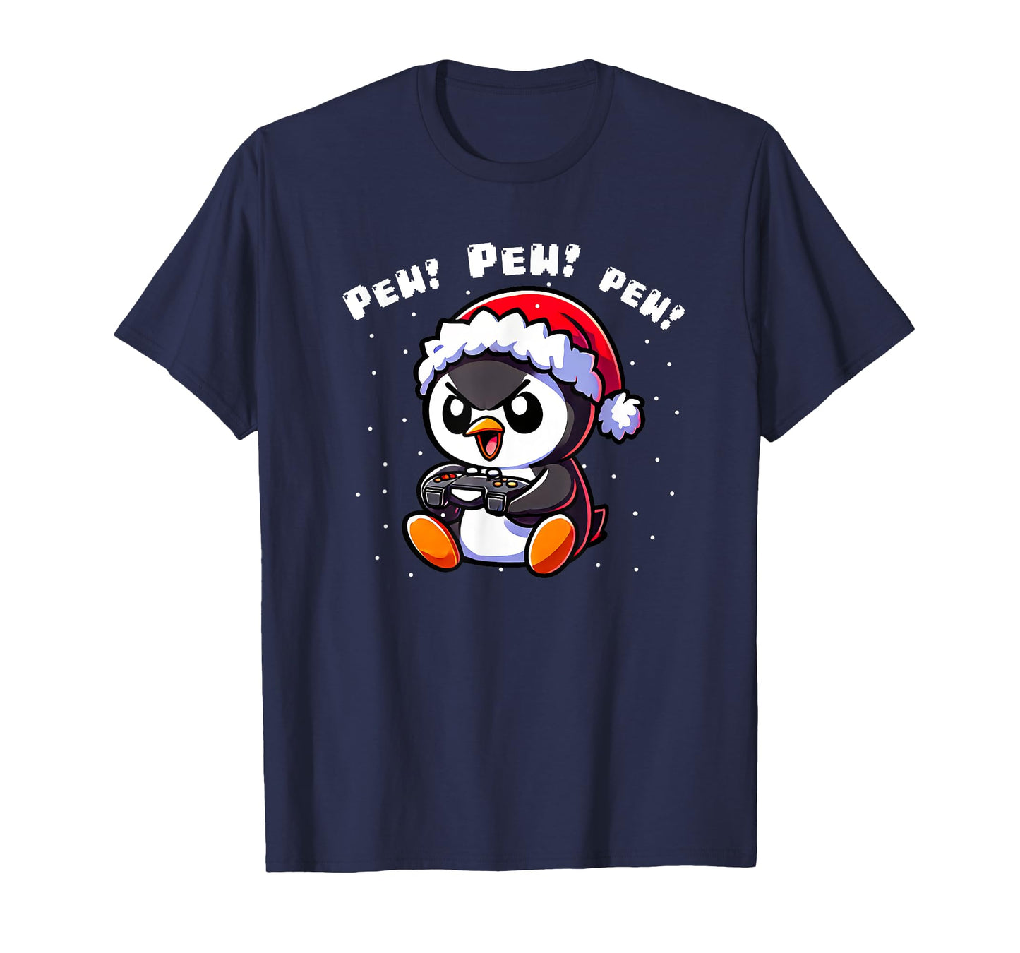XmasByAxisone2024 Funny Penguin Gamer Pew Video Game Christmas Boys Kids T-Shirt