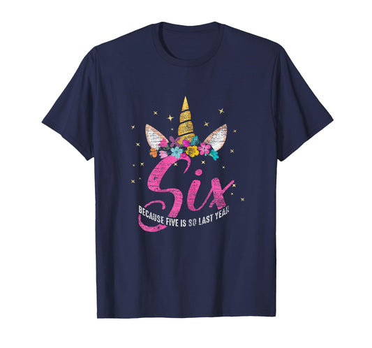 6 Years Old Birthday Girl Gifts Unicorn 6th Birthday T-Shirt