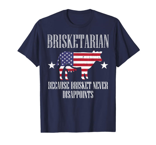 Brisketarian US Flag Brisket Bbq Barbecue 4th July Men Women T-Shirt