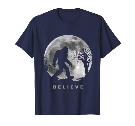 Bigfoot Night Full Moon Shirt I Believe Sasquatch Men Kids T-Shirt