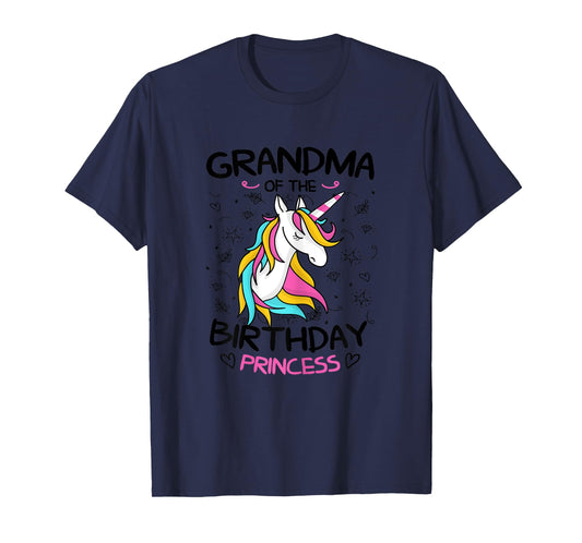 Grandma Of The Birthday Princess Shirt Unicorn Girl T-Shirt