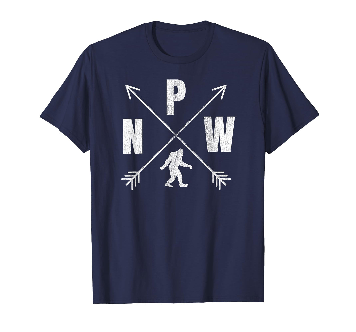 Bigfoot Sasquatch PNW Logo Compass Crossed Arrows Distressed T-Shirt