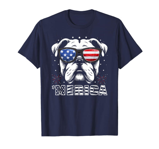 Bulldog 4th Of July Merica Patriotic Dog Tee Men Women Kids T-Shirt
