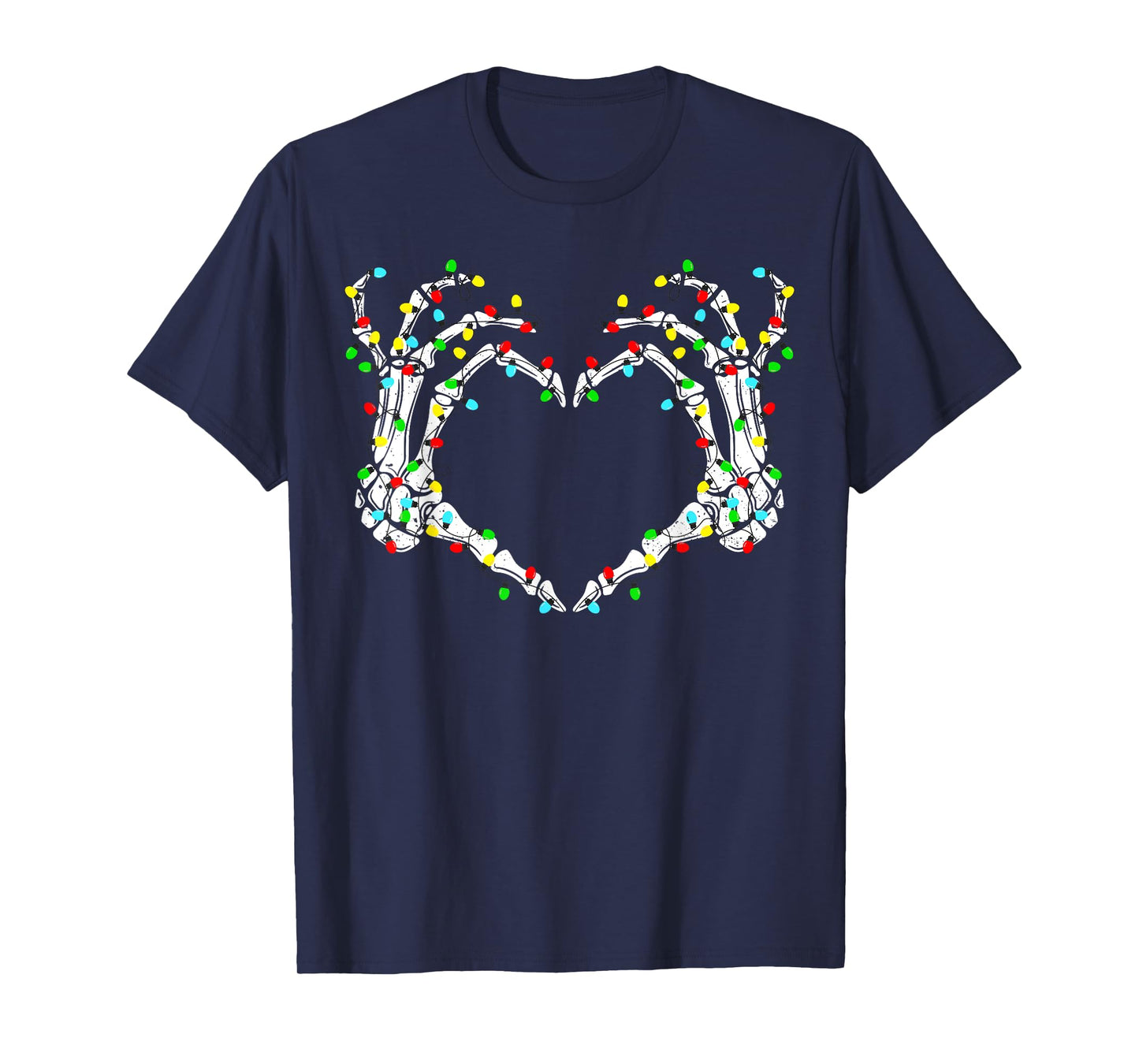 Skeleton Hands Heart Sign Light Christmas Costume Women Girl T-Shirt